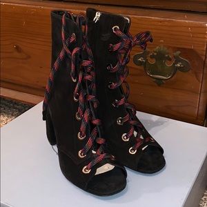 Prada black suede lace up